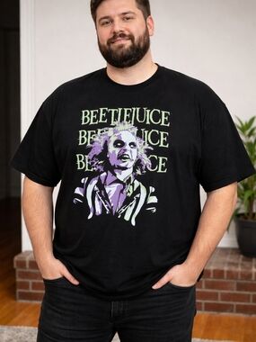Beetlejuice Graphic Tee - Black with Purple & Green Artwork